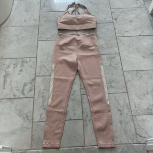 ZYIA super soft Blush Pink Leggings and Top Set. Small stain on bum shown in pic